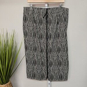 Lane Bryant Black White Geometric Print Pencil Skirt Women Size 16